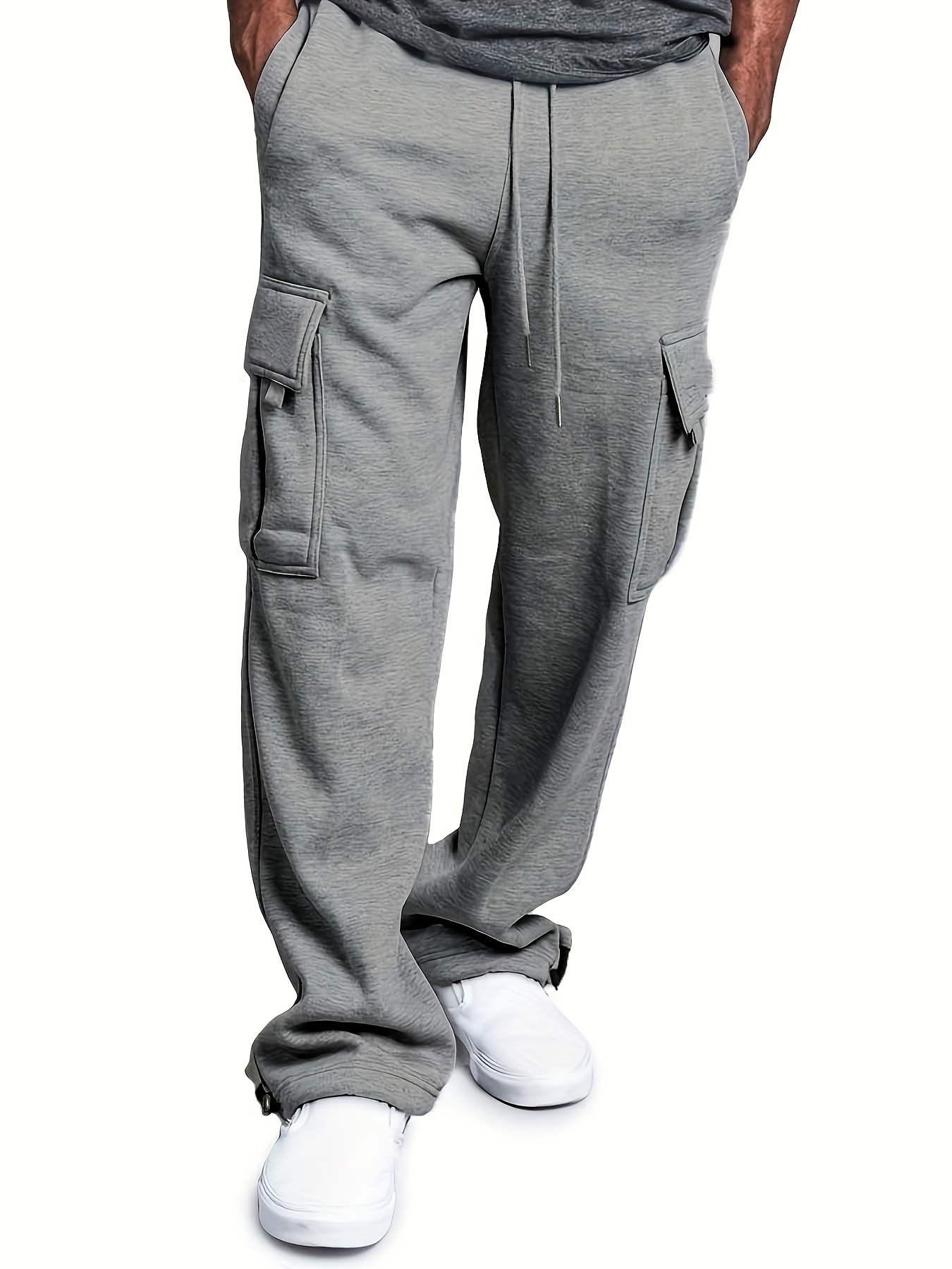 Plus Size Men's Fashion Gray Cargo Pants Joggers Sports Casual Pants Street  Wear Hip Hop Pants Cotton Pants Sweatpants Men‘s Long Pant