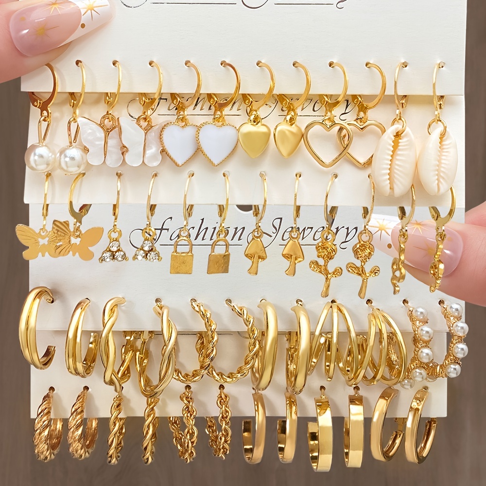 36 Pairs Gold Earrings Set for Women Girls, Fashion India