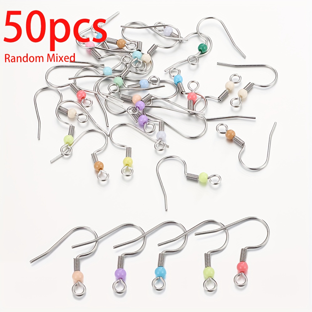 10pcs/50pcs Random Color Stainless Steel French Hook Earrings With Drop Earrings Semi-finished Earrings Earring Additions