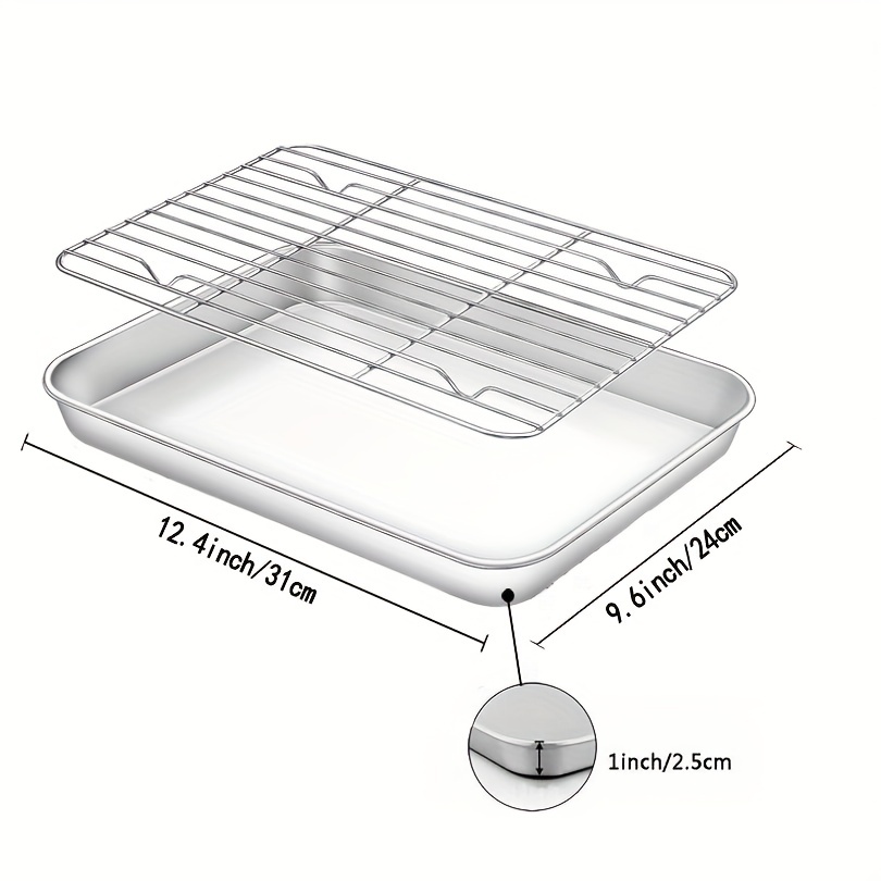 Small Toaster Oven Tray with Cooling Rack,Stainless Steel Small