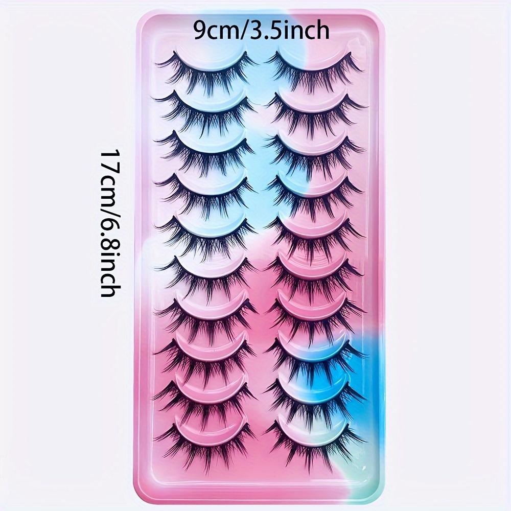 10 Pairs Fluffy Spiky False Eyelashes Kpop Style Comics Eyelashes