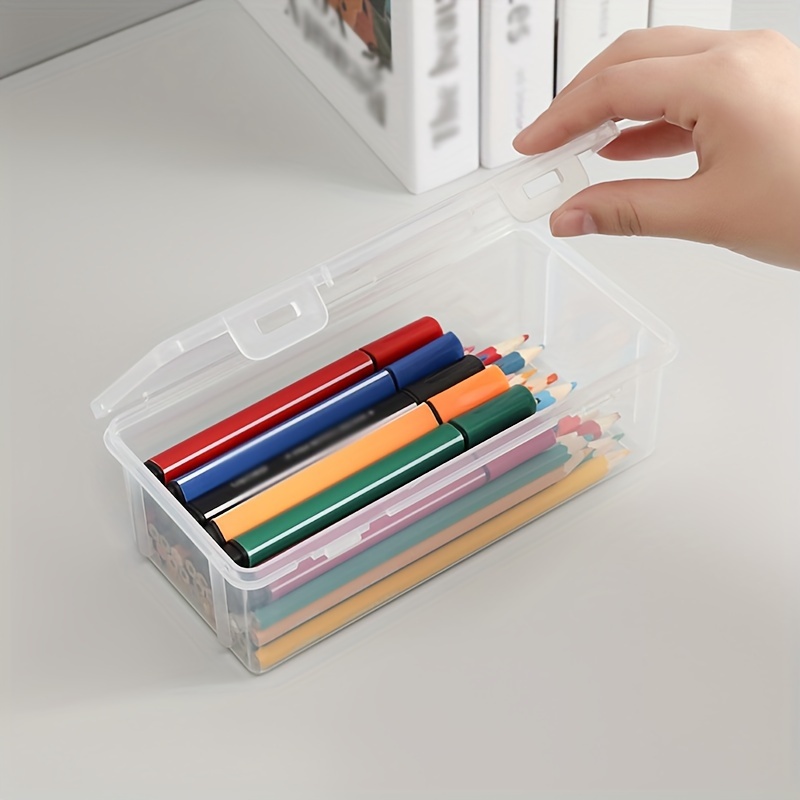 Large Pencil Box, Hard Pencil Case Organizer, Durable Plastic Supply Box  for Crayon Brush Painting School Supplies, Stackable Design Pencil Storage