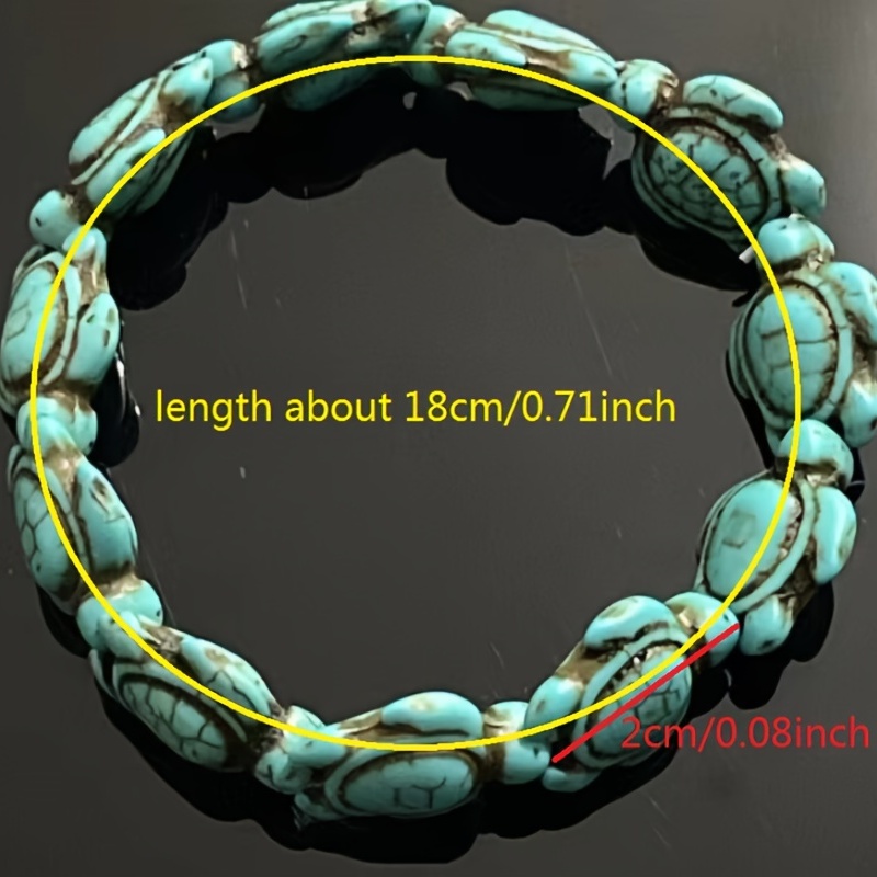 Vintage Turtle Turquoise Bracelet Natural Stone Stretch Gift