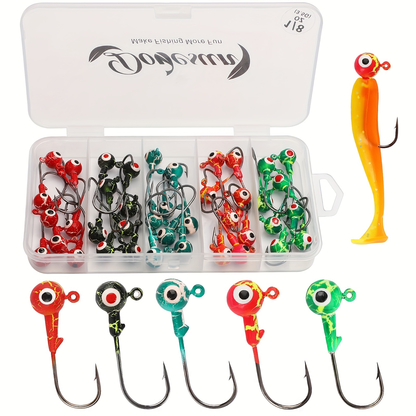 25pcs Fishing Crank Hooks For Soft Lure Bait 5 Sizes Weighted Hooks With  Spring Pin Transparent Fishing Tackle Box - AliExpress