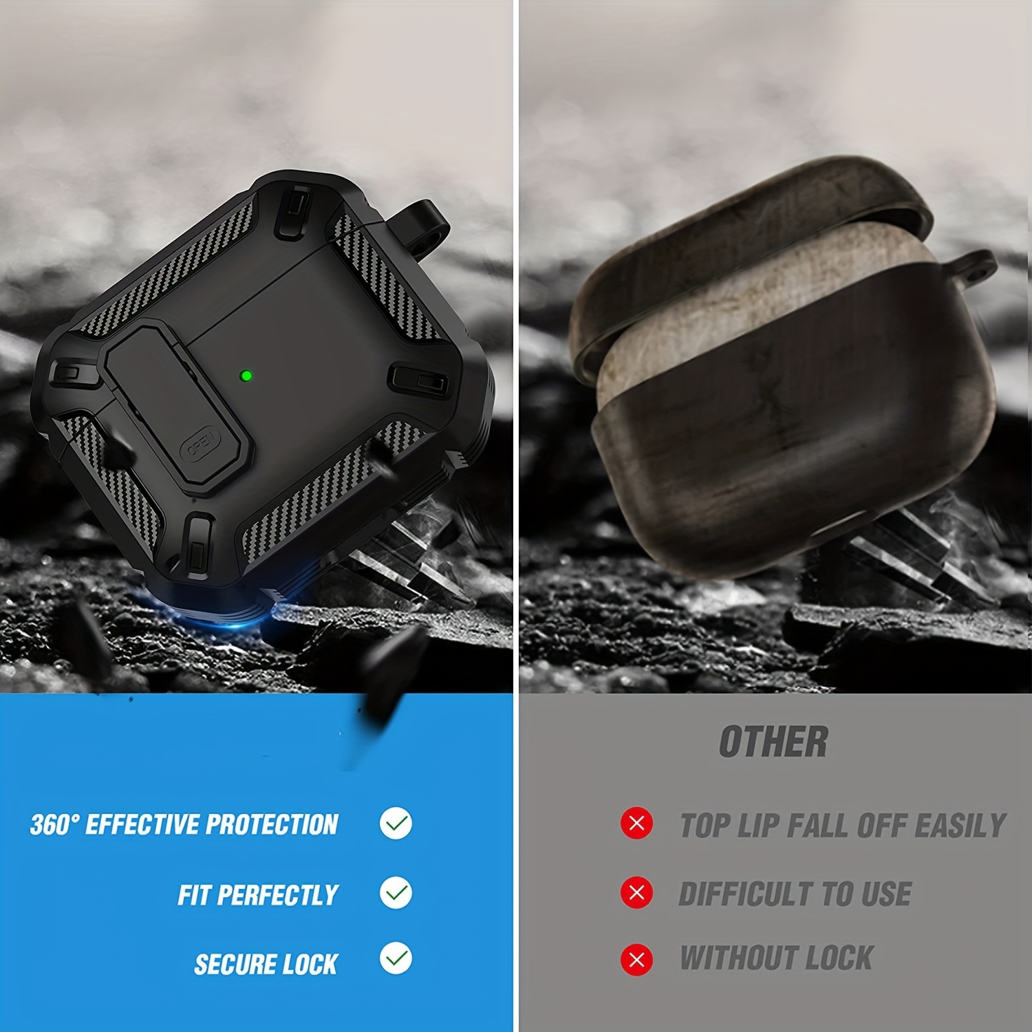 AirPods 3 Shock Armor - Funda resistente con llavero