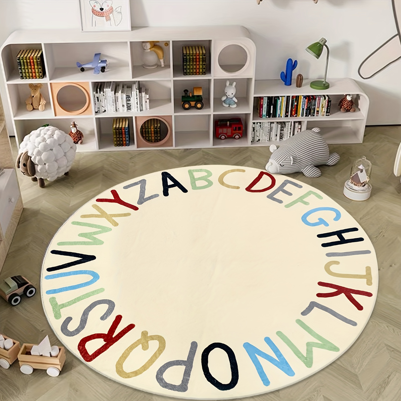 ABC - Alfombra infantil lavable de 4 pies, alfombra circular educativa de  felpa suave, antideslizante, del sistema solar, para aula, sala de juegos