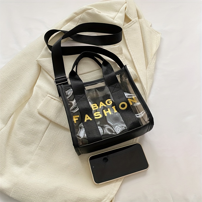 4pcs/set Transparent Women's Tote Bag With Letter Print