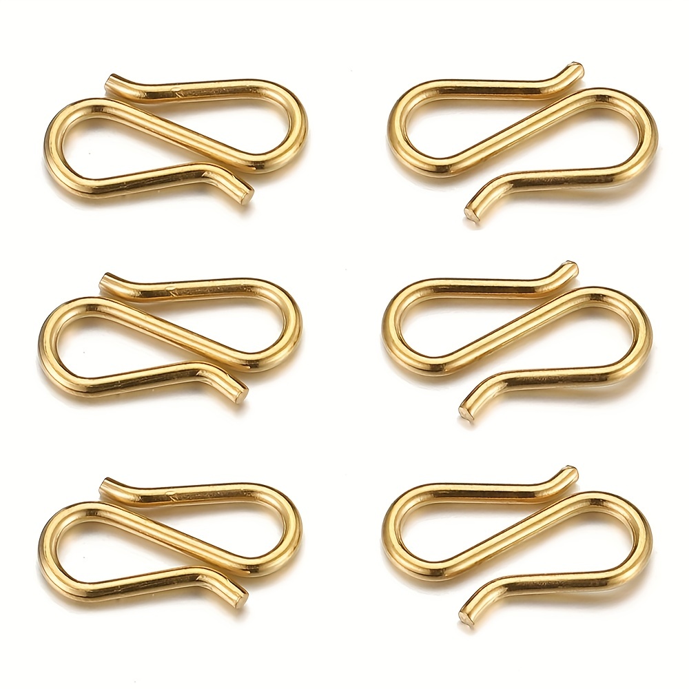 50pcs 316l Gold Stainless Steel S Shape Hook Clasp for Necklace Jewelry  Ends