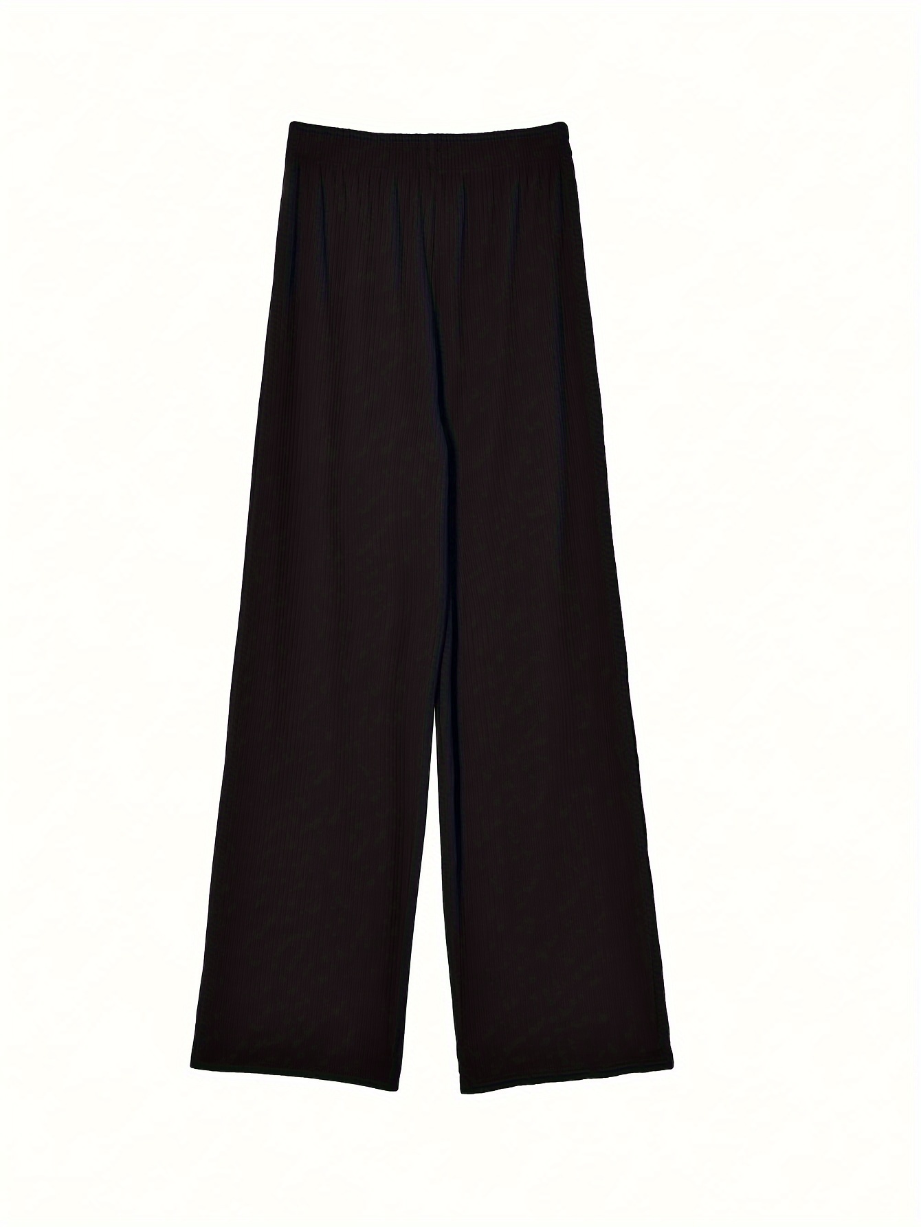 Solid Color Wide Leg Pants Casual Drawstring Elastic Waist - Temu