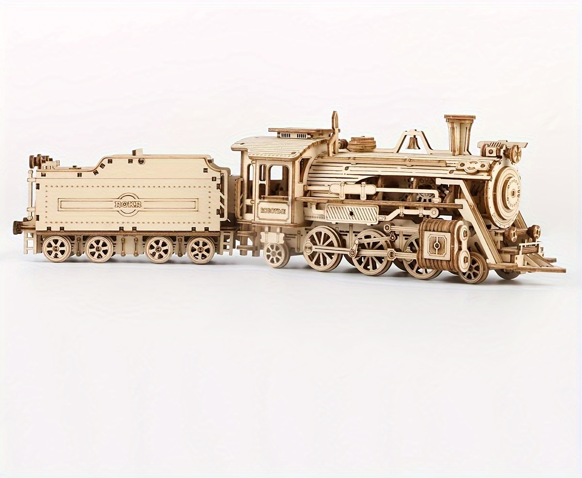 3D Wooden Puzzles Train Locomotive Mechanical Building Model Kit Gift –