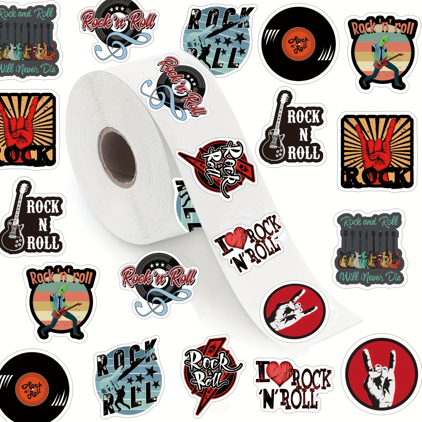 500pcs Rock And Roll Stickers, Music Decals Rolls Self Adhesive Seals For  Scrapbooking Cards Envelopes Handmade, Gifts For Teens Adults For Party Deco