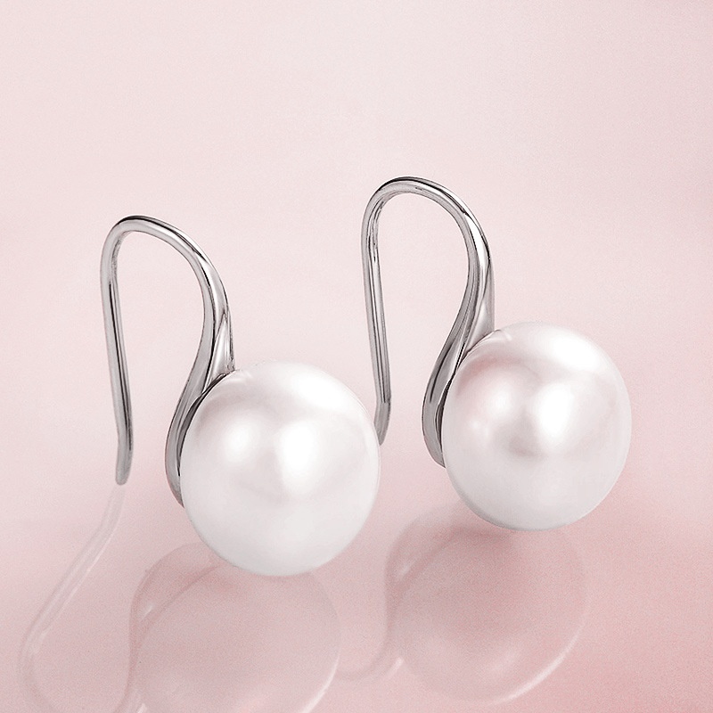 Elegant Classic Faux Pearl Drop Hook Earrings Silver Plated - Temu Canada