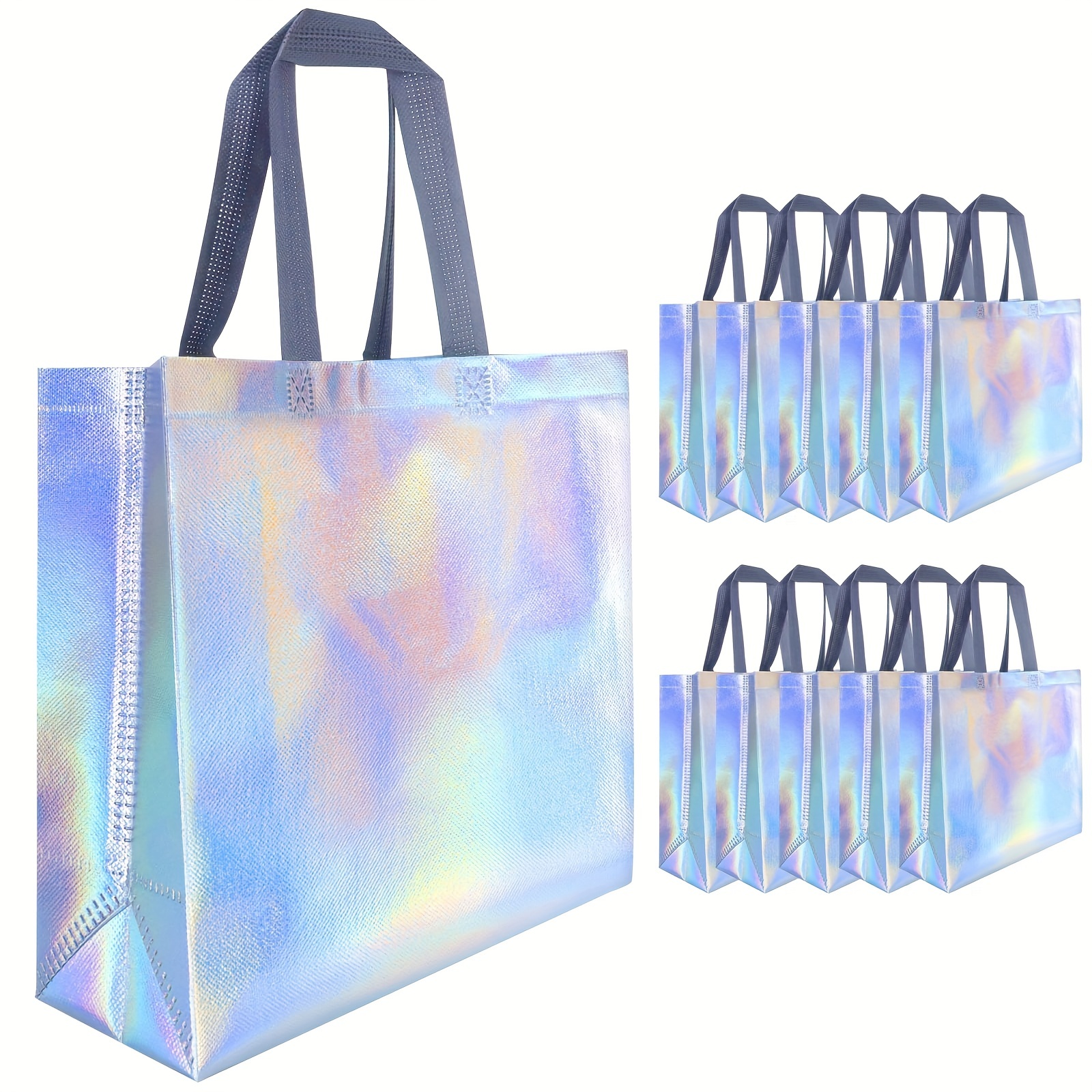 10pcs Holographic Gift Bag, Plastic Candy Bag For Party