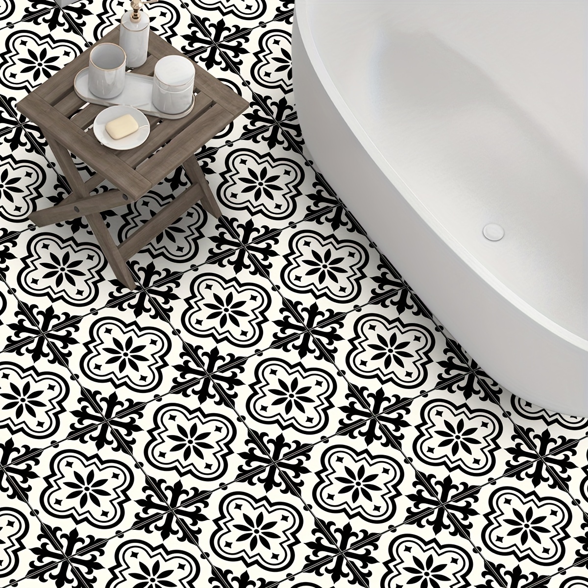 Moroccan Pattern, Twill Non-slip Kitchen Bathroom Floor Stickers