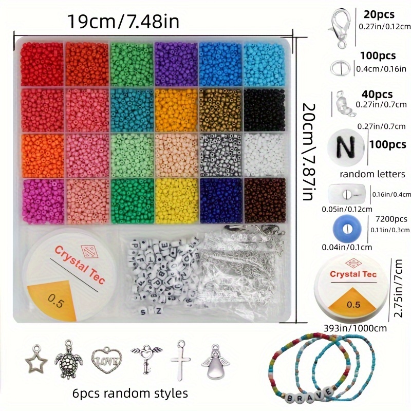 10800pcs 3mm Glass Seed Beads And 1200pcs Letter Beads For Friendship  Bracelets Jewelry Making, Necklaces And Key Chains Craft Beads Kit With 2  Rolls