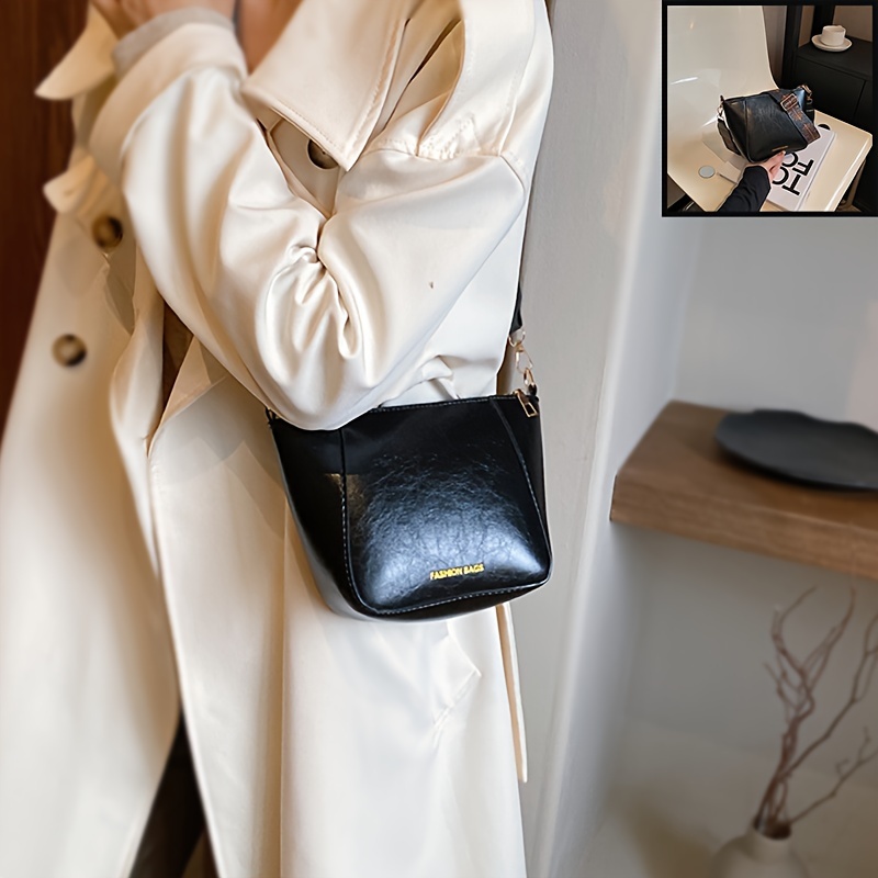 Vintage Square Crossbody Bag, Mini Wide Strap Shoulder Bag, Double Zipper  Purse For Every Day - Temu