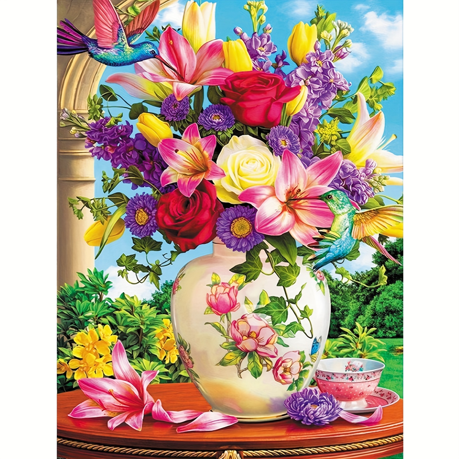 5d Diy Flower Diamond Painting Kits Tulip Vase Full Round - Temu