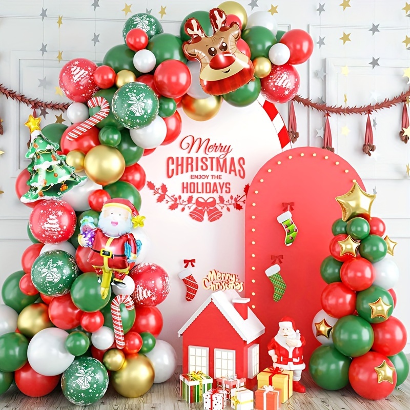 Kit Guirlande Ballon pour sapin de Noël,Guirlande Ballon 93PCS décoration  d'intérieur, vert rouge doré