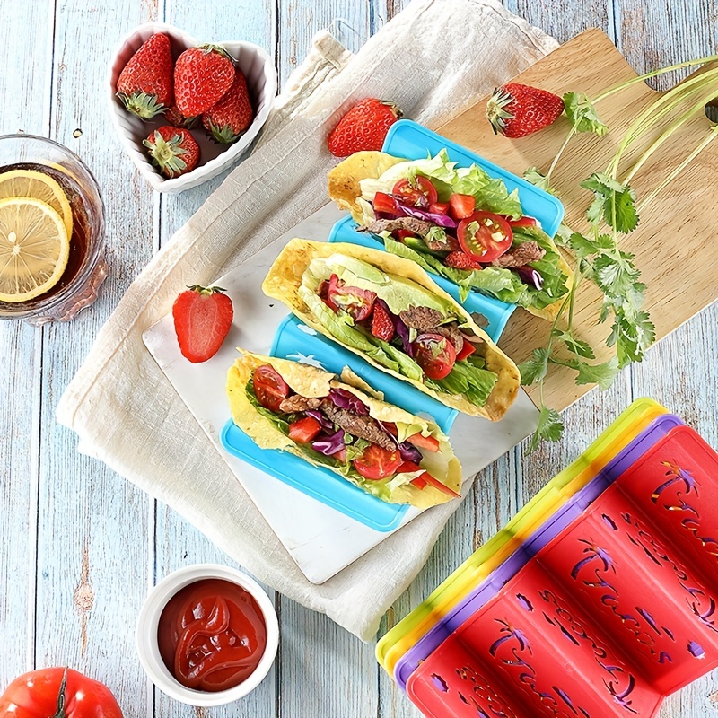 Colorful Taco Holder Premium Large Taco Tray Plates Pp Taco - Temu