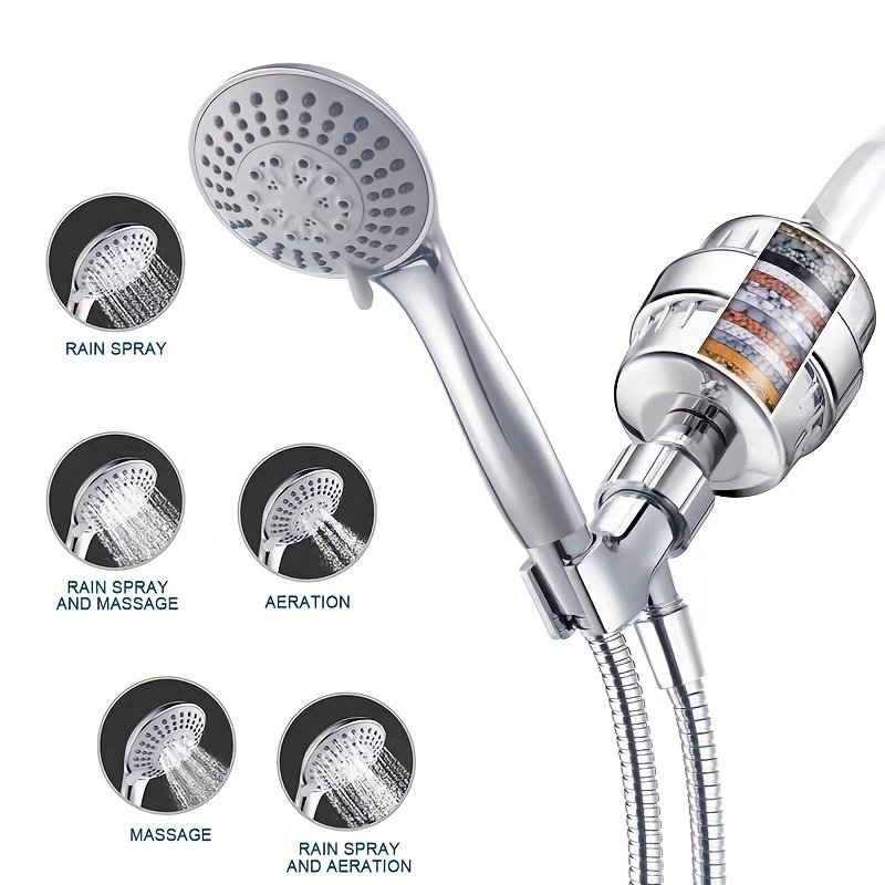 Filtered Shower Head Combo, Includes 20 Stage Shower Filter Head, High  Pressure Handheld Spray Showerhead, Hose, Shower Arm Mount Holder, for Hard