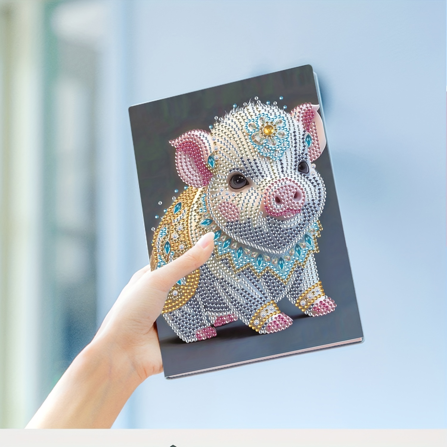 Diy 5d Diamond Painting Notebook Kits Animal Pig Leather - Temu