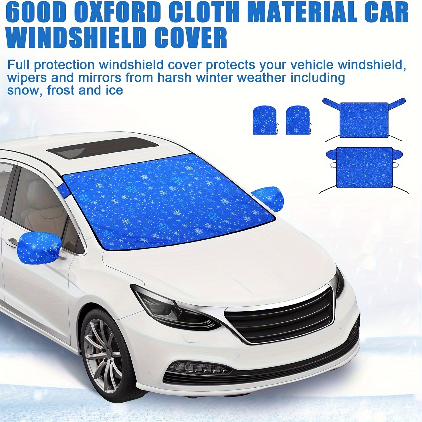 Large Windshield Snow Cover Ice Sleet Mirror Cover Freeze - Temu