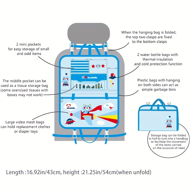 Car Seat Back Hanging Storage Bag Cartoon Design