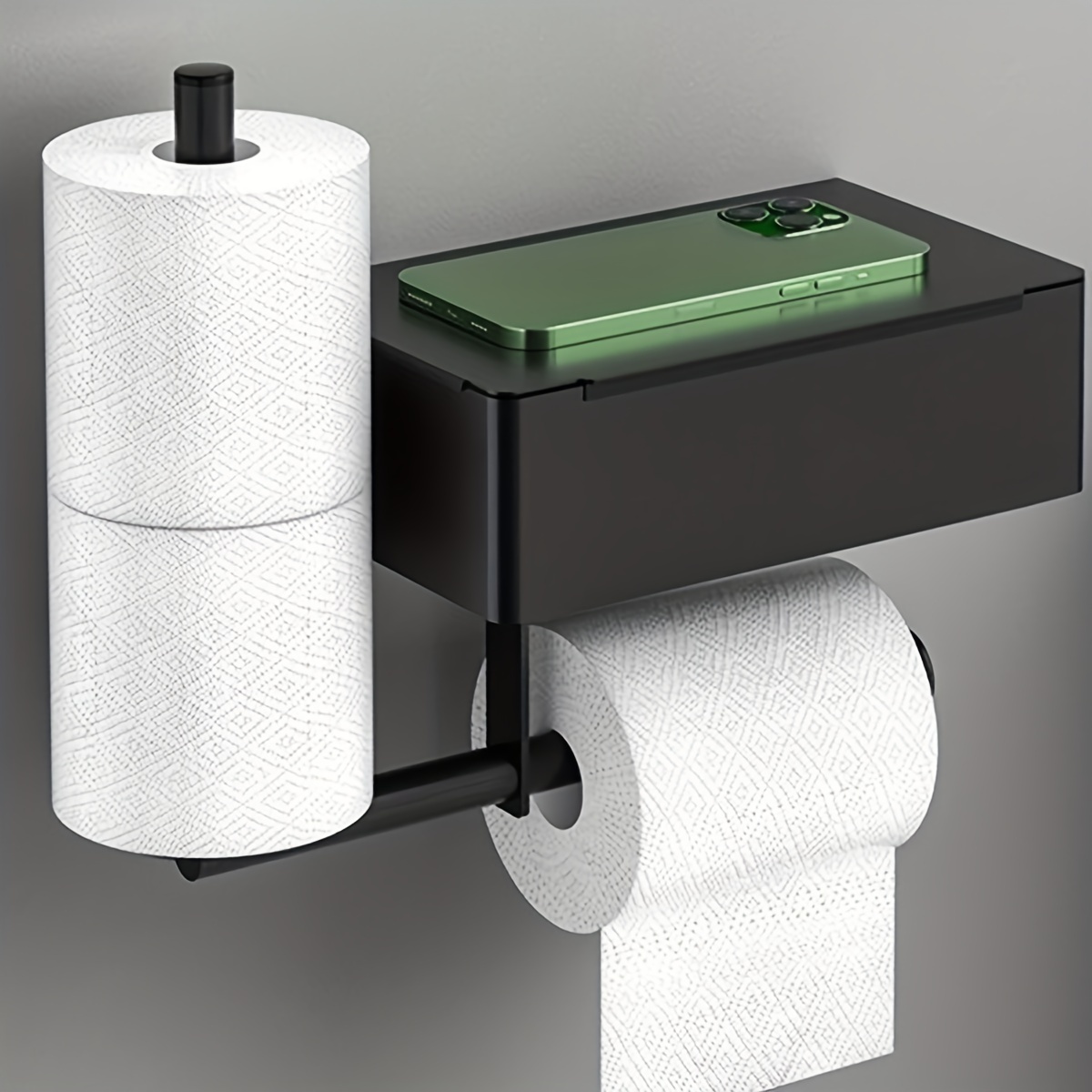 Portarrollos de papel higiénico con estante Soporte de papel higiénico para  baño, soporte para rollo de papel higiénico, colgador, cenicero de acero