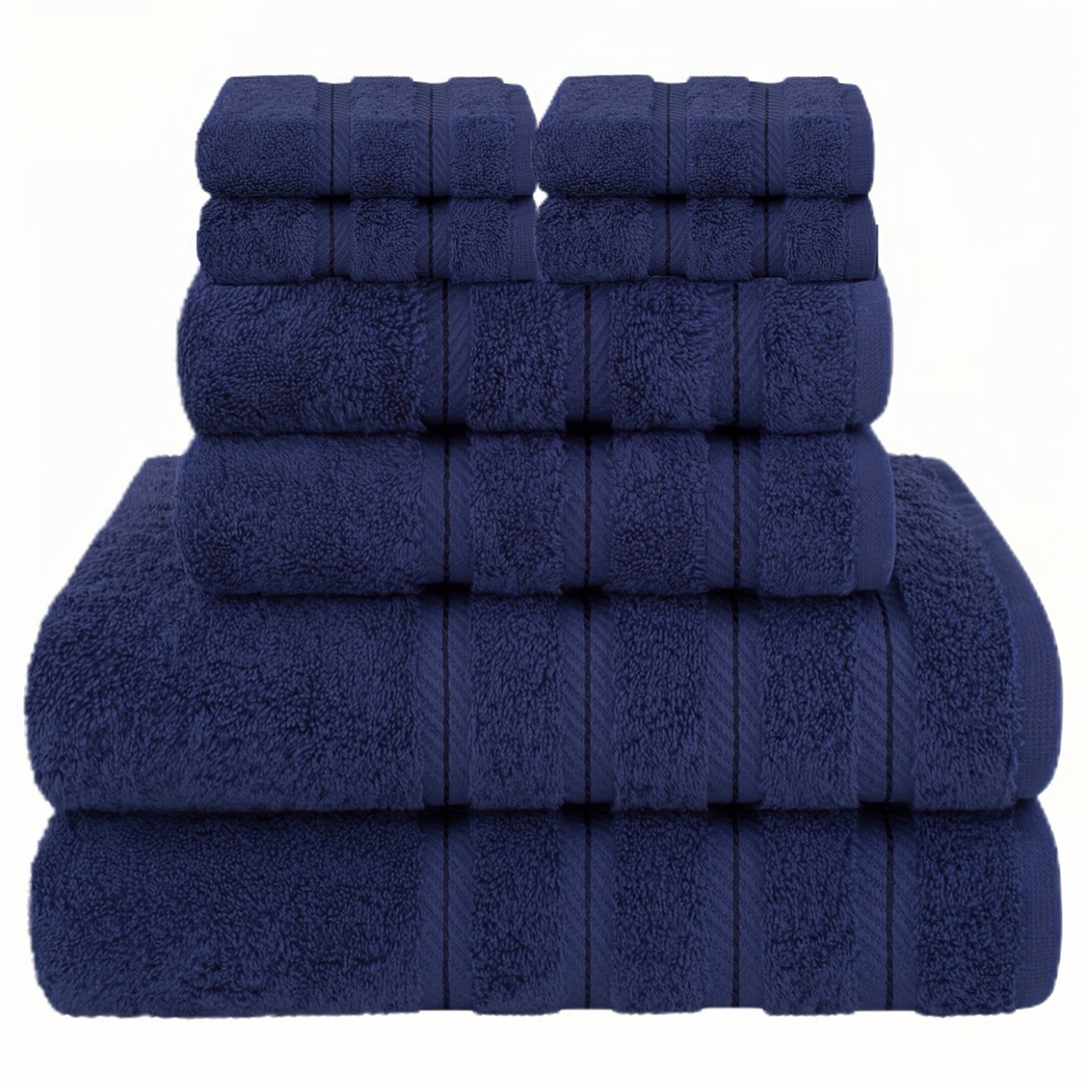 Solid Color Cotton Towels Set, With 2 Bath Towels 2 Hand Towels 4