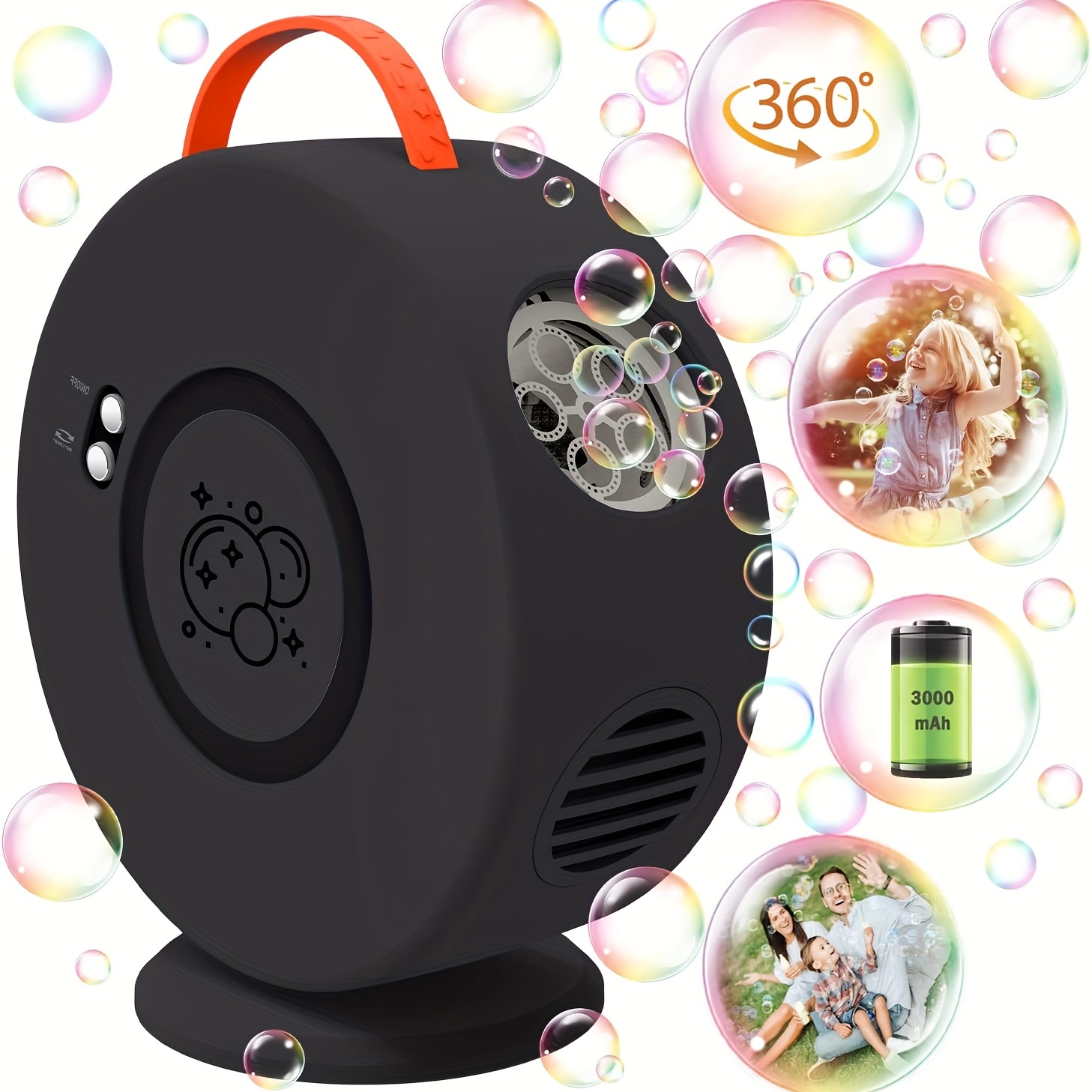 Máquina de burbujas para niños, fabricante de burbujas para cámara con  solución de recarga de burbujas, soplador de burbujas con luz y música