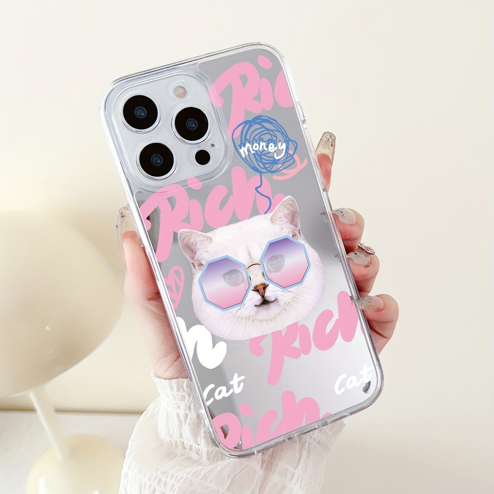 Pretty Cat Bling Design Mobile Phone Case Iphone 14 13 - Temu