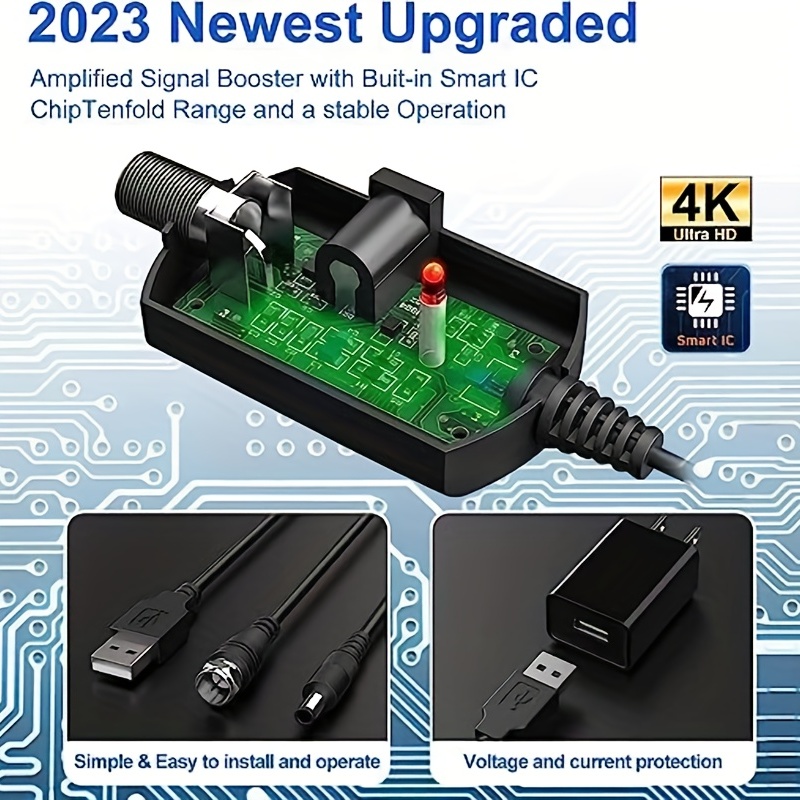 Antena de TV mejorada 2023 de más de 300 millas para Smart TV en interiores,  compatible con antena de TV digital HD 4K 1080p con amplificador y – Yaxa  Costa Rica