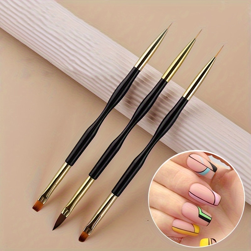 

3pcs Art Set - -ended & Painting Pens For Acrylics, Gel & Uv Manicure - Tip Brushes For , Dotting Rhinestone , Odorless Art Supplies