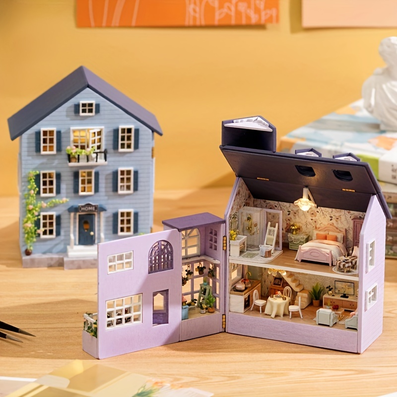 Kit de maison de poupée miniature bricolage, artisanat de bricolage à  l'échelle 1:24, maison