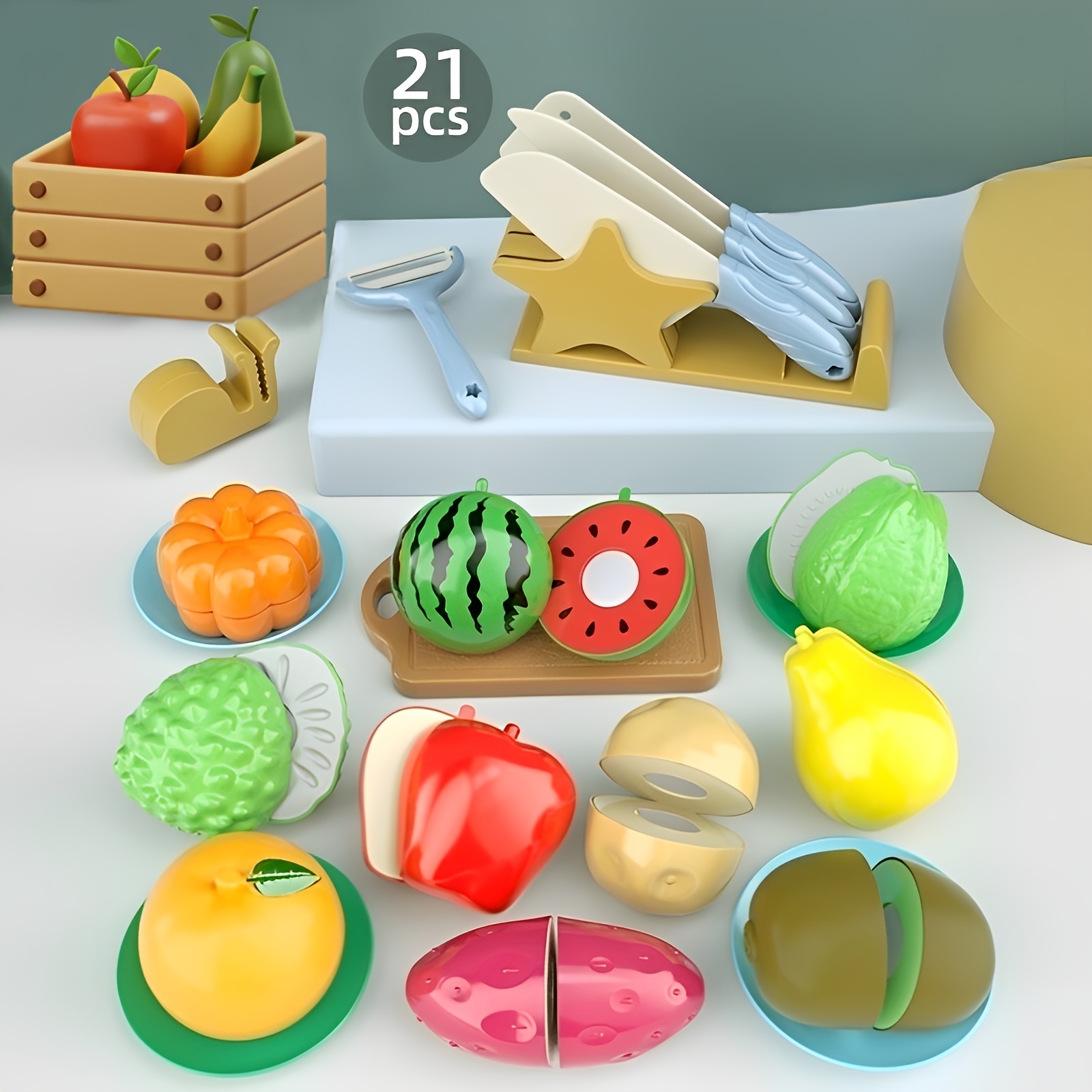 60 pcs coupe jouer jouet de nourriture pour enfants cuisine, faire semblant  de fruits légumes accessoires avec panier, mini plats en plastique, faux  Frui éducatif