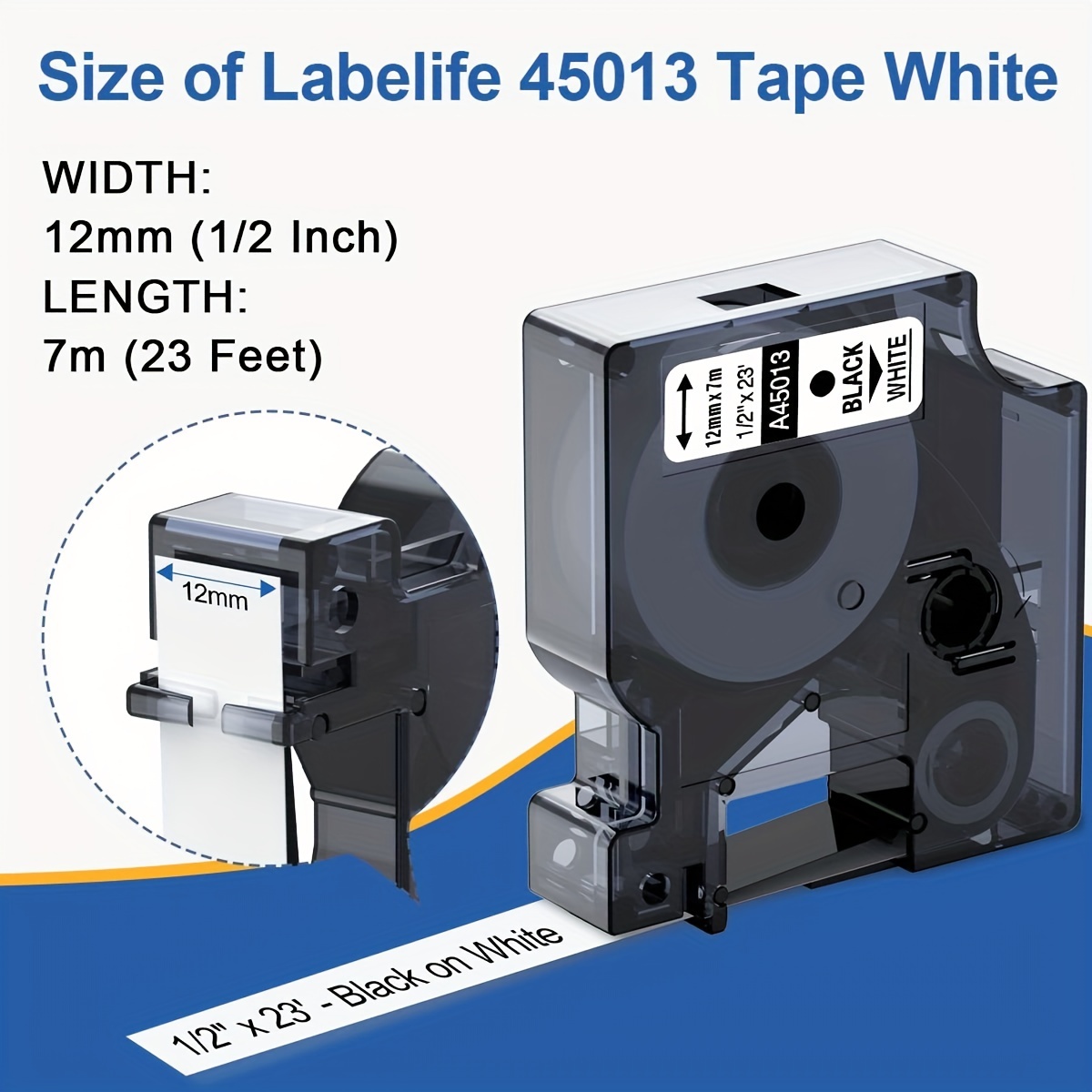 Replace For Dymo D1 Label Tape 45013 Black On White A45013 - Temu