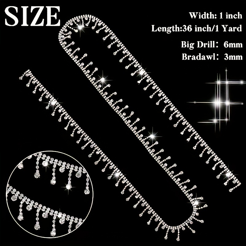 1 Yard Rhinestone Fringe Trim Crystal Tassel Chain Diamond Fringe