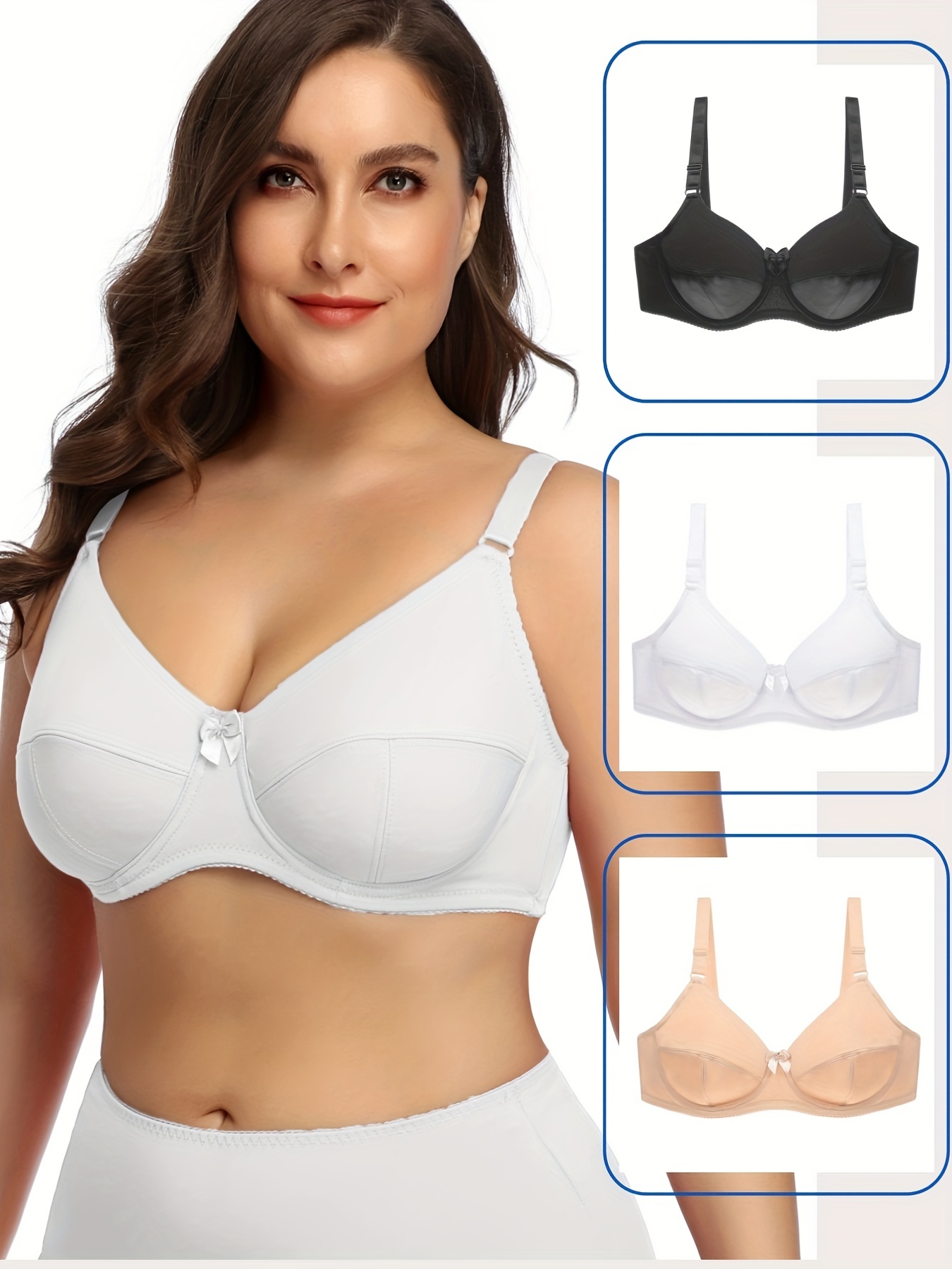 Women's Full Figure Simple Shaping Minimizer Bra with Thin Supportive Padded