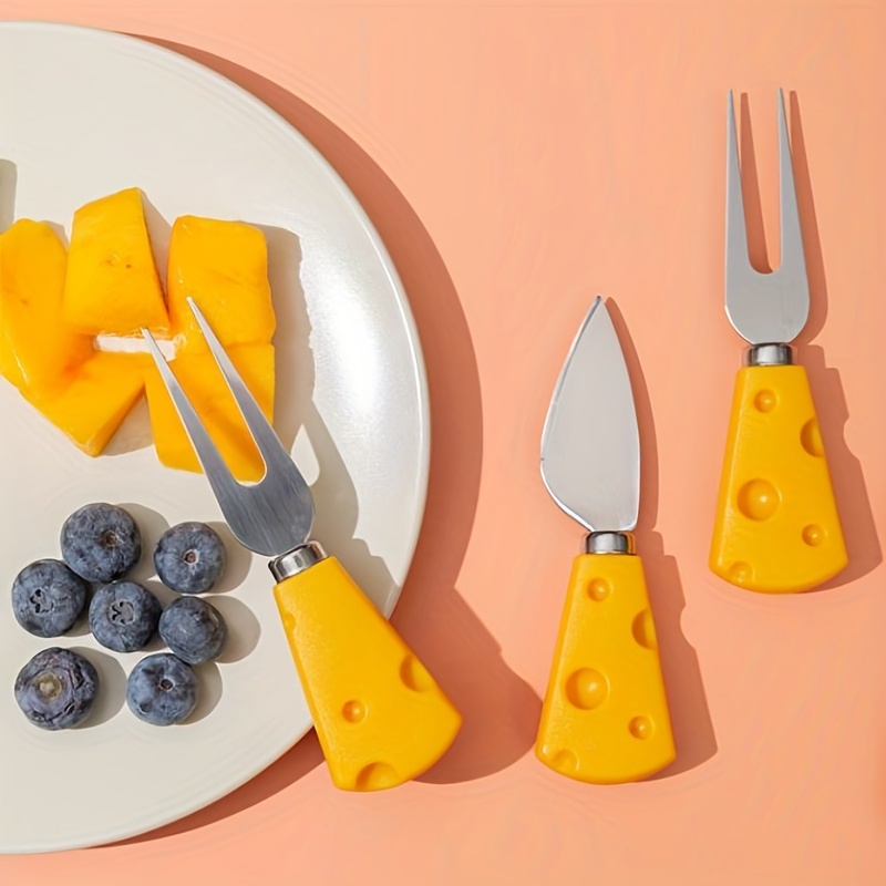 3pcs/set Cheese Fruit Knife & Fork Set, Creative Cute Cutlery, Dessert  Forks For Home Use