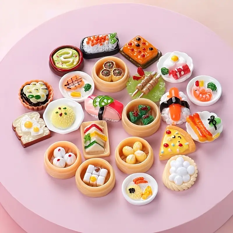 50pcs Simulation Mini Food, Sushi Bread Pizza Hamburger Steamer, DIY Mobile  Phone Case Water Cup Patch