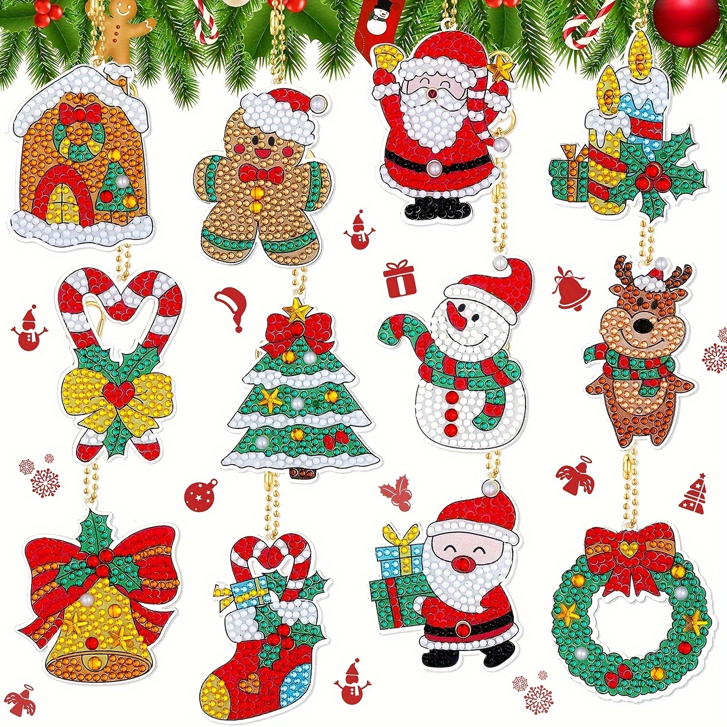 Christmas Diamond Painting Keychain 5d Diy Diamond Painting - Temu