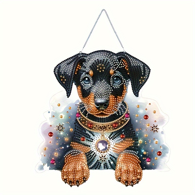 

1pc Set Decoration Handmade Gift Box, Black Puppy Pattern Point Diamond Diamond Art Painting Kit, Desktop Bedroom Study Decoration