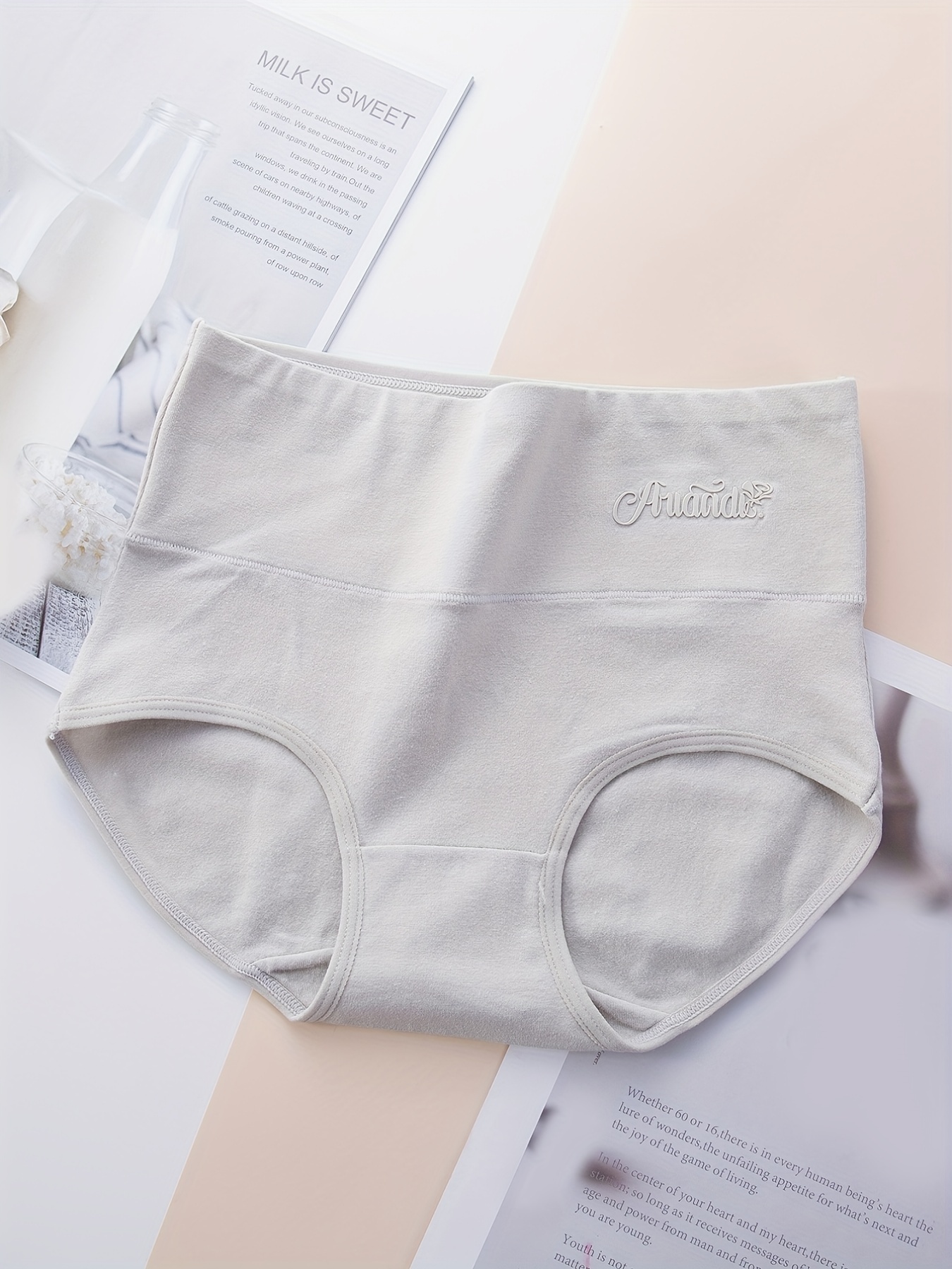 Solid Soft Briefs Comfy High Waist Intimates Panties Women's - Temu