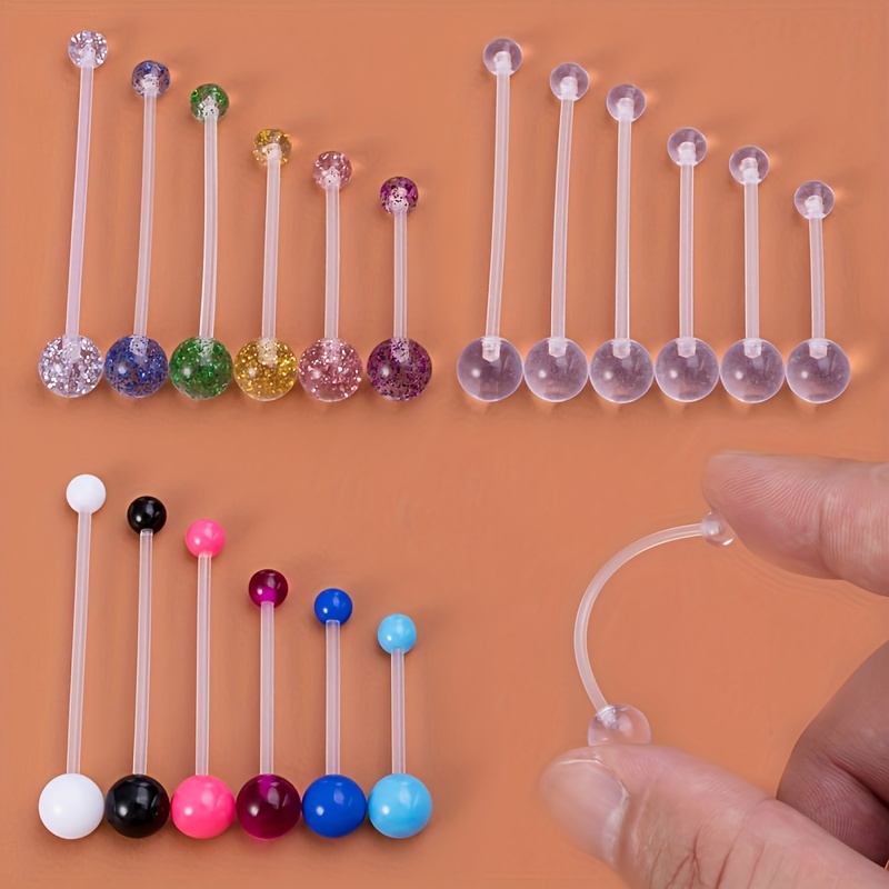 6pcs Acrylic Long Bar Belly Button Rings for Pregnant Women