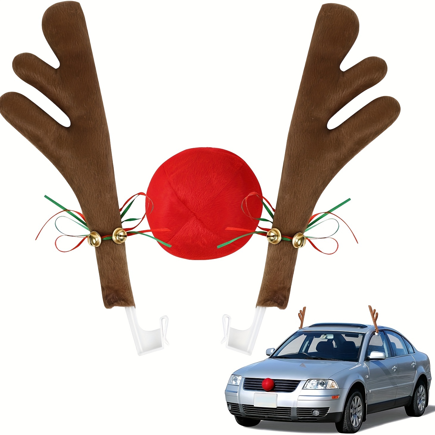 Car Reindeer Antlers & Nose - Christmas Decorations For Car - Window  Roof-Top & Grille Rudolph Reindeer Kit - Auto Holiday Accessories  Decoration Kit