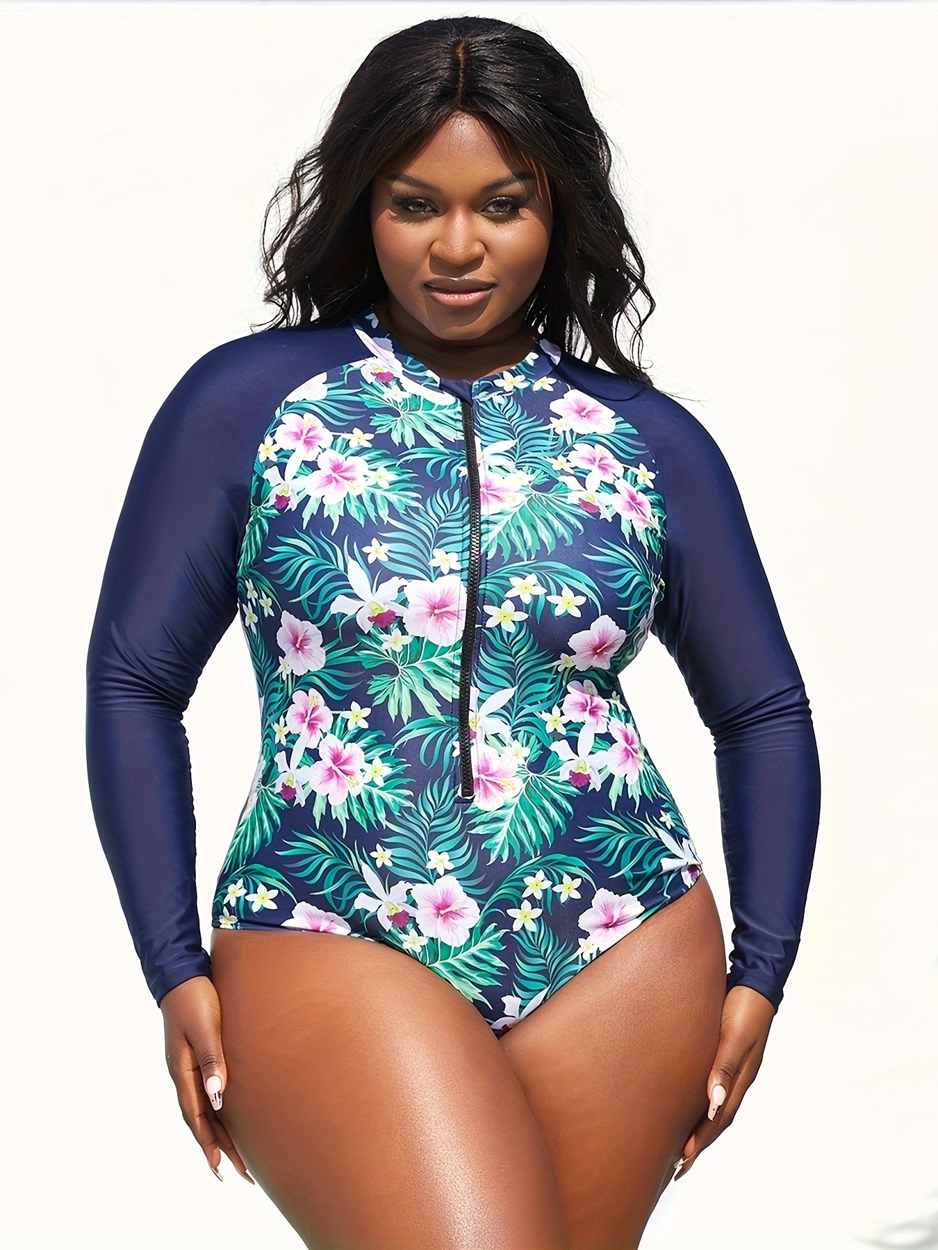 High Neck Swimsuit Plus Chlorine Resistant Black High Neck Twist