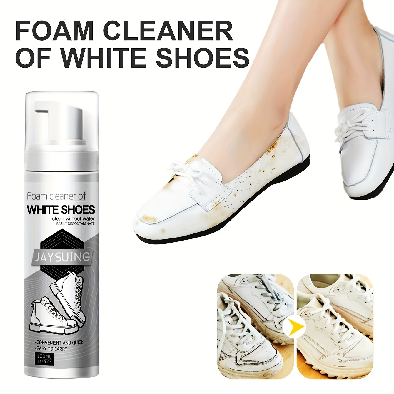 Crème de nettoyage anhydre pour petites chaussures blanches Crème nettoyante  pour chaussures de sport Outil de nettoyage de chaussures en toile pour  petites chaussures blanches