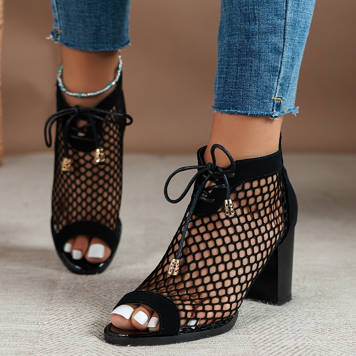 Sandals Women 2023 Leopard Print Leather Round Toe Square Toe