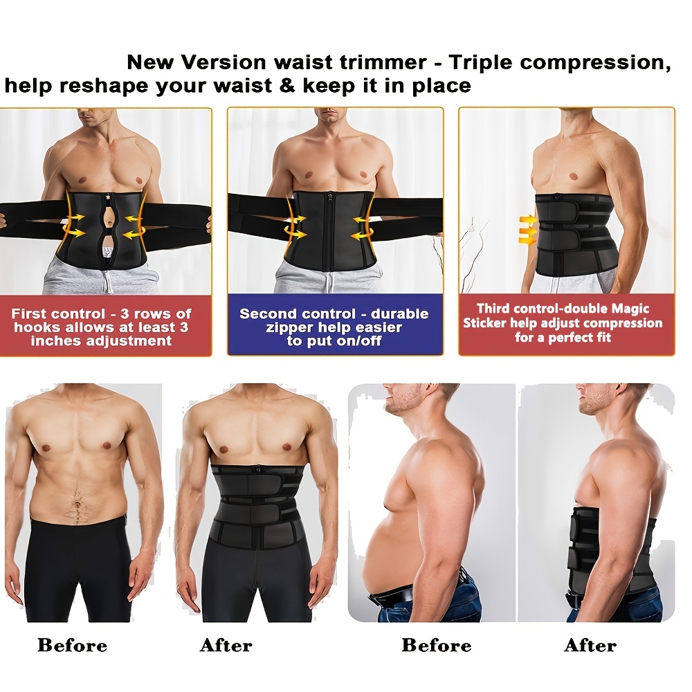 Waist Trainer Exercise Sweat Belt With Double Belts And Zipper