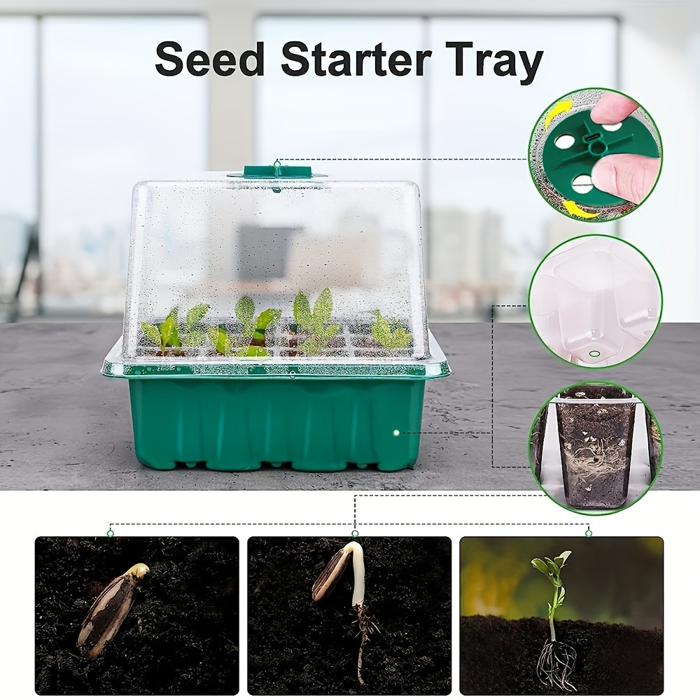 Hanaoyo Reusable Seed Starter Tray, 5 Pcs Seed Starter Kit with Flexible Pop-Out Cells (60 Cells in Total), Seedling Starter Trays for Seed Starter